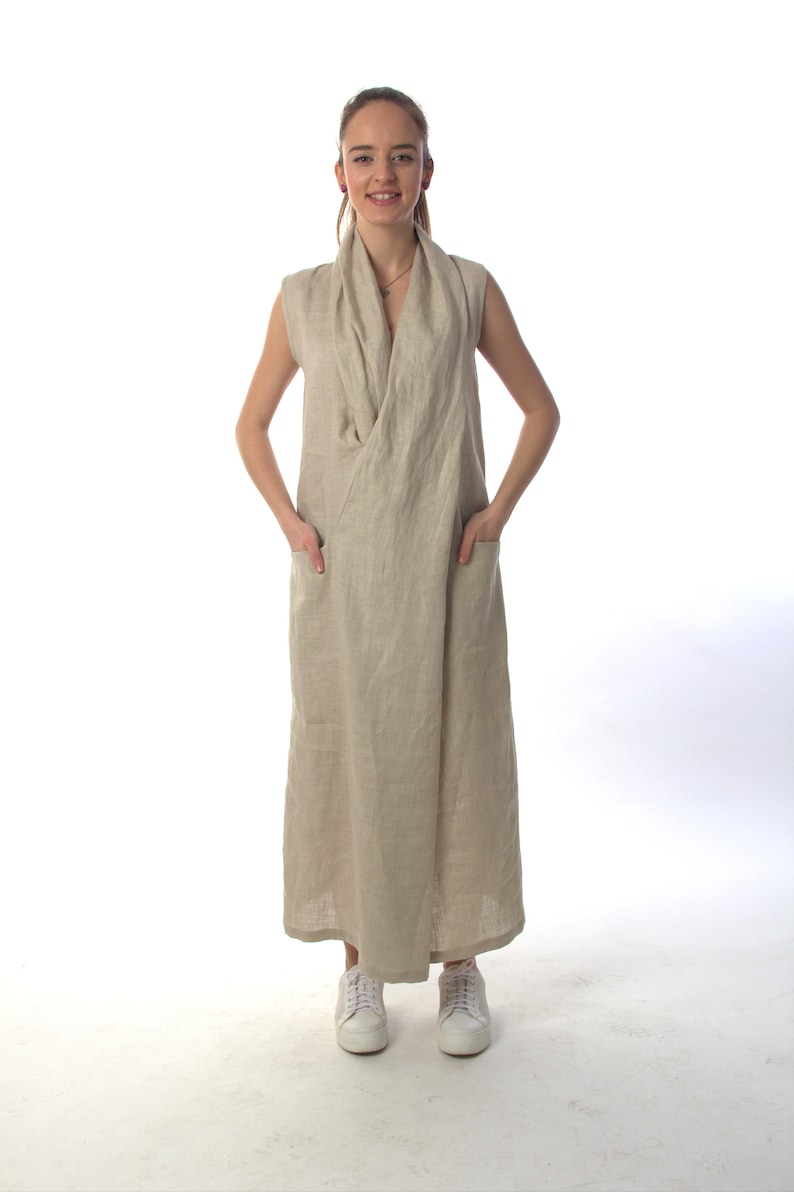 Linen Kimono Dress, Linen Dress, Linen Clothing, Japanese Kimono Dress, Plus Size Clothing, Linen Maxi Dress, Japanese Dress, Long Dress image 2