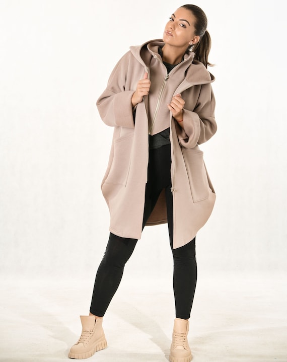 Oversized Hoodie, Cyberpunk Jacket, Hoodies for Women, Plus Size Cotton Coat, Cyberpunk Hoodie, Asymmetrical Coat, Jacket Removable Hoodie