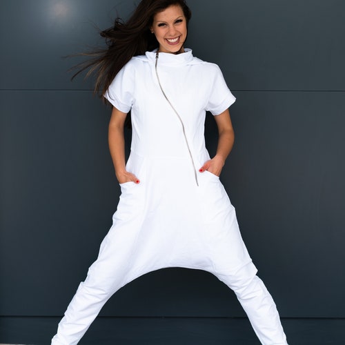 Harem Jumpsuit, White Jumpsuit, Plus Size Jumpsuit, Hooded Jumpsuit, Loose Jumpsuit, Drop Crotch Jumpsuit, Turtleneck Jumpsuit, Oversize