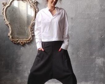 Contemporary dropcrotch  pants,Avant-Garde Harem Pants,Black harem pants,Low crotch pants,Traditional Fashion,Casual Wear,Maxi Baggy Bottoms