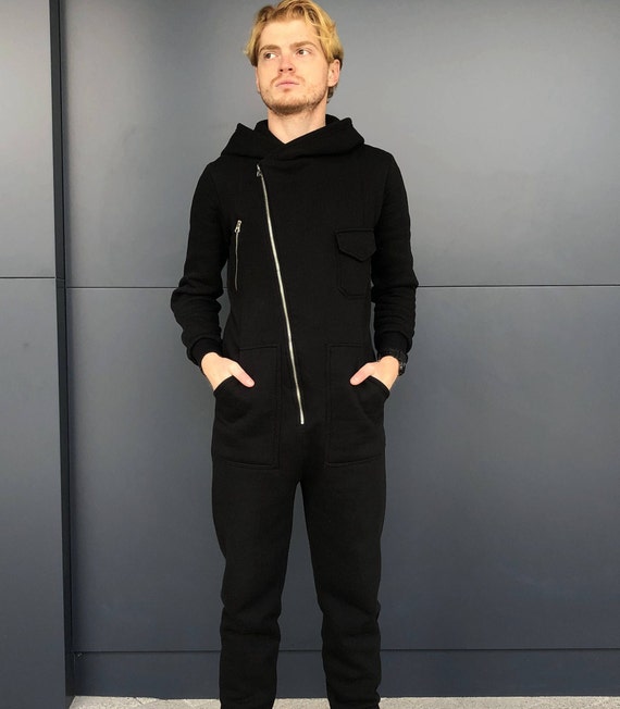 Black Jumpsuit, Men Jumpsuit, Spring Jumpsuit, Hooded Jumpsuit, Long Sleeves Overall, Plus Size Clothing, Men Overall, Bohemian Jumpsuit