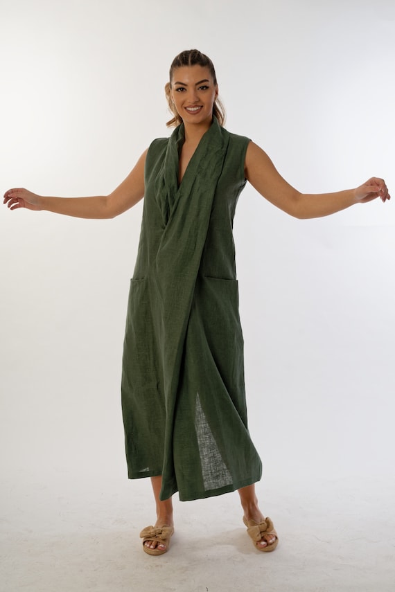 Linen Kimono Dress, Linen Dress, Linen Clothing, Japanese Kimono Dress, Plus Size Clothing, Linen Maxi Dress, Japanese Dress, Long Dress
