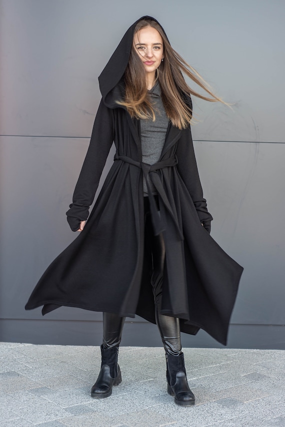 Unisex Cloak, Grunch Cardigan, Black Cape, Women Plus Size Clothing, Gothic Cardigan, Maxi Cardigan, Anime clothing, Cloak with pockets