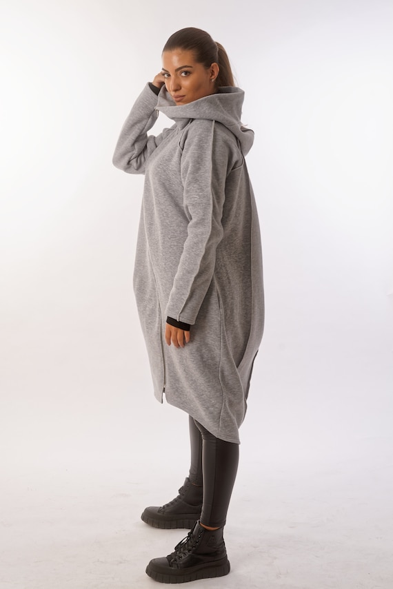 Oversized Hoodie, Cyberpunk Hoodie, Asymmetrical Cotton Coat, Cyberpunk Clothing for Women