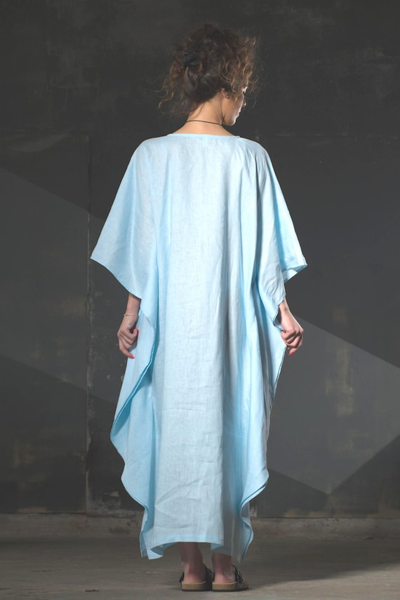Linen dress, Oversize Kaftan, Long Linen Dress, Japanese dress, Linen Kimono Dress, Super Loose Long Linen Cloak, Linen blanket with sleeves
