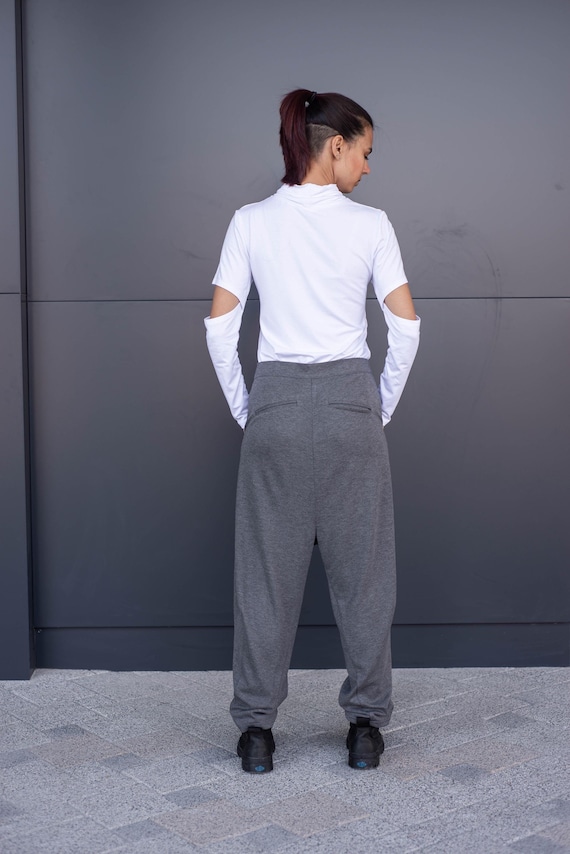 Grey Pants, High Waist Pants, Women Pants, Plus Size Clothing, Spring Pants, Harem Pants, Long Pants, Drop Crotch Pants, Baggy Pants, Loose