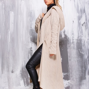 Winter Cloak with Hood, Long Hooded Cape, Wool Sweater Cape Coat, Oversized Cardigan