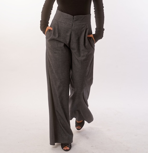 Elegant Women's High Waist Side Pockets Stylish Palazzo Pants,Plus Length Pants High Heel Shoe,Streetwear Pants,Pants for a Special Occasion