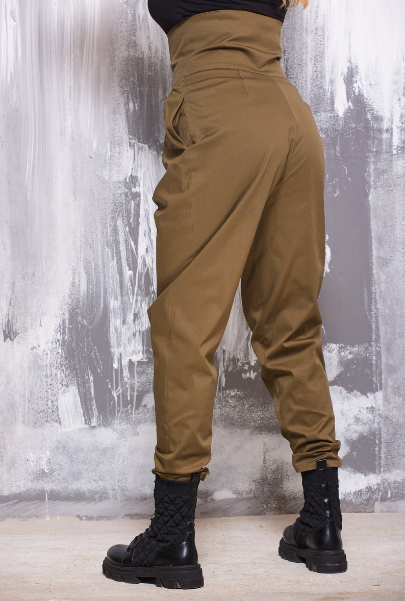 Pantalon cargo plissé taille ultra haute pour femme, Pantalon fuselé large boutonné sur le devant, Streetwear ample Y2K, Vêtements esthétiques japonais image 3