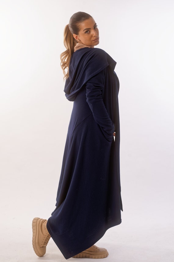 Winter Cloak, Long Hooded Cape, Sweater Vest, Maxi Vest, Gothic Jacket, Witch Cloak, Post Apocalyptic Clothing,Intriguingly Intricate Desing