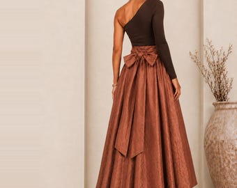 Asymmetric Flowy Maxi Skirt, High Waist, Romantic Boho Style