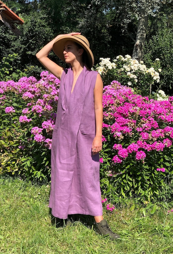 Linen Kimono Dress, Linen Dress, Linen Clothing, Japanese Kimono Dress, Plus Size Clothing, Linen Maxi Dress, Japanese Dress, Long Dress
