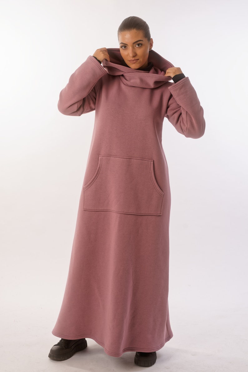 Women's Long Hoodie Winter Maxi Sweatshirt Dress High Etsy