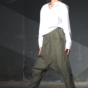 Linen Pants, Harem Pants, Women Pants, Plus Size Clothing, Baggy Pants, Linen Clothing, Wide Leg Pants, Drop Crotch Pants, High Waist Pants