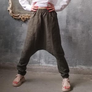 Linen Pants, Harem Pants, Women Pants, Plus Size Clothing, Baggy Pants, Linen Clothing, Wide Leg Pants, Drop Crotch Pants, High Waist Pants