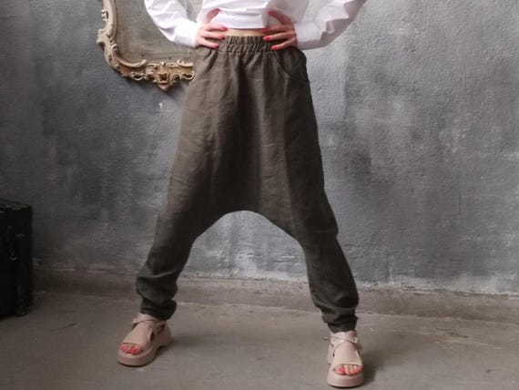 Linen Pants, Harem Pants, Women Pants, Plus Size Clothing, Baggy Pants, Linen Clothing, Wide Leg Pants, Drop Crotch Pants, High Waist Pants