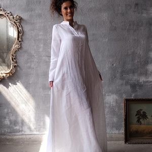 Linen Kaftan Dress: Long Sleeve Boho Abaya