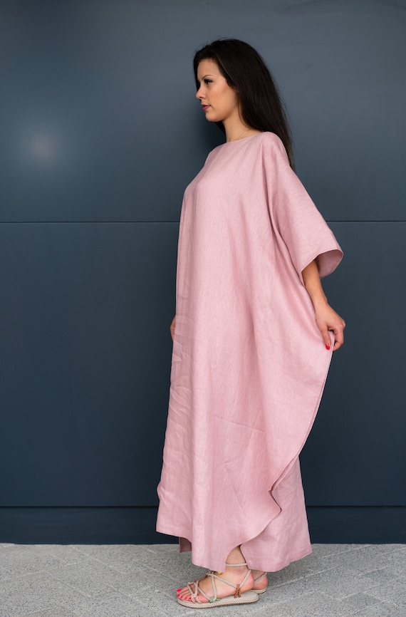 Linen dress, Oversize Kaftan, Long Linen Dress, Japanese dress, Linen Kimono Dress, Super Loose Long Linen Cloak, Linen blanket with sleeves