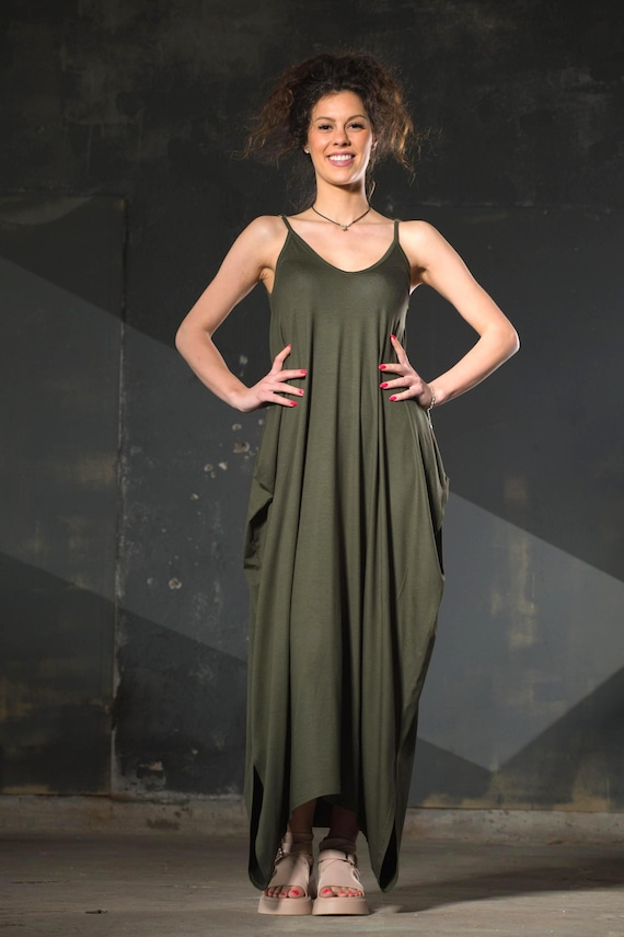 Summer maxi jersey dress,Comfortable everyday street fashion,Knitted dress-overalls,Stylish casual clothing,loose cut, Light summer clothing