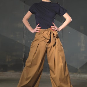 Baumwoll Palazzo Hose für Damen, Hose mit weitem Bein und Gürtel mit hoher Taille, Boho Outfit, Baumwoll Palazzo Hose mit weitem Bein, Boho Sommerhose