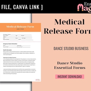 Medical Release Form PDF & Canva Template - Editable, Printable Consent Form for Health Information, Emergency Release, Patient Records