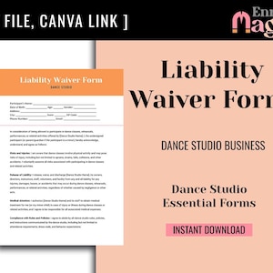 Liability Waiver Form PDF & Canva Link - Editable, Printable Consent Form for Events, Sports, Fitness, Dance Studio, Injury Release