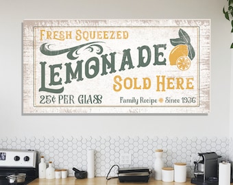 Fresh Squeezed Lemonade Sold Here Sign - 1/2" Black or White Edge Foam | Wall Art Decor | Farmhouse | Rustic | Home Sign | FAST SHIPPING