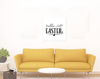 Hello Easter Sign - 1/2" Black or White Edge Foam Print | Easter Decoration | Wall Art | Easter Sign | Wall Decor | FAST SHIPPING