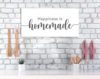 Happiness Is Homemade Script artwork | 1/2" Black or White Edge Foam Print | Wall Art | Wall Decor | Home Sign | Happiness | FAST SHIPPING