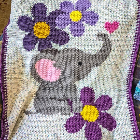 Baby Elephant Crochet Graphghan **Digital Pattern Only** (not a physical object)