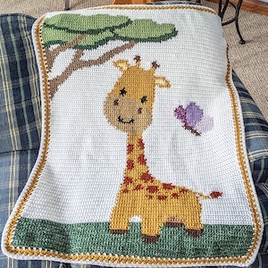 Giraffe Crochet Baby or Toddler Blanket Pattern *digital download only*