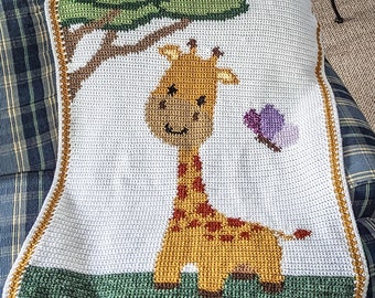 Giraffe Crochet Baby or Toddler Blanket Pattern *digital download only*