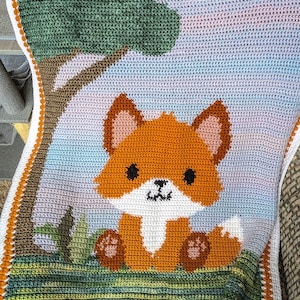 Baby Fox Graphghan *Digital File ONLY* Baby Blanket.  Not a finished product