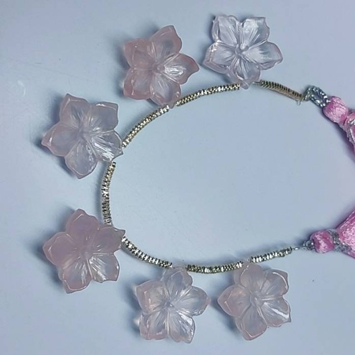 ROSE QUARTZ flowers carving gemstone natural color and Etsy