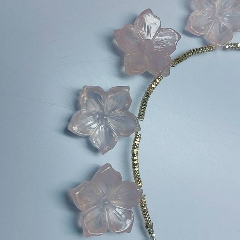 ROSE QUARTZ flowers carving gemstone natural color and Etsy