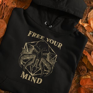 Hoodie Free Your Mind, Mind Flayer Free Your Mind - Mind Flayer/ Illithids | Dungeon Master Shirt Dungeons and Dragons | Secret Forge