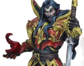 Vampire Knight Miniature | Devil Tiefling Swordsman Fighter for D&D, Daggerheart, RuneScape, Pathfinder | 3D Printed Fantasy Resin Mini