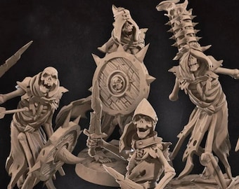 Pack of 4 Undead Skeleton Bundle! Fighters, Skeleton Army |Secret Forge| Undead Minion Warriors table top rpg miniature figure