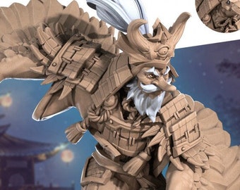 Japanese Samurai Tengu Monk Fighter with Khakkhara Staff | Yokai Monk table top rpg dungeons and dragons miniature figure