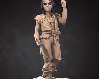 Tiefling Boy Street Urchin Miniature | Infernis Pickpocket Kid for D&D, Daggerheart, or Pathfinder | 3D Printed Resin RPG Fantasy Mini