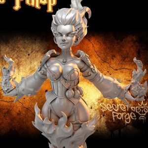 Saelum Rising Phoenix Bust | Secret Forge | Sorceress Witch Wizard Warlock Pinup Miniature Mage Spell for Dungeons & Dragons, hobby painter