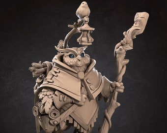 Highest Quality | Owlfolk forest keeper druid Aarakocra Miniature humanoid anthropomorphic owl bird quality table top rpg miniature