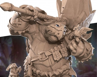 Stone Hammer Tortle Miniature: Woodland Druid, Barbarian, Warrior