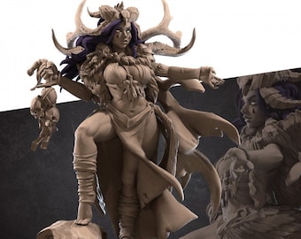 Tiefling Female Necromancer Miniature |Secret Forge| Warlock Sorceress Witch high quality table top rpg miniature from |Bite the Bullet|