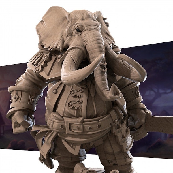 Elephant Loxodon Commander Miniature |Secret Forge| Uniformed Pirate high quality table top rpg miniature figure