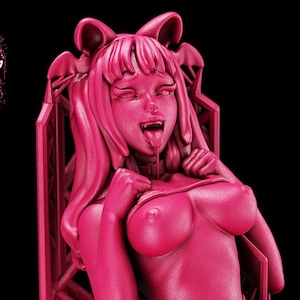 Lil Vampire Baddy - Kawaii 7 Cute Anime Vampire Girl Ahegao Miniature| NSFW topless anime pinup miniature for painting.