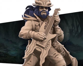 Tiefling Bard Miniature | Infernal Guitarist Slash Performer for D&D, Daggerheart, RuneScape or Pathfinder | 3D Printed Resin Fantasy Mini