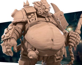 Mad Clown Butcher Miniature | Carnival Horror Brute Boss for D&D, Daggerheart, RuneScape, or Pathfinder | 3D Printed Fantasy RPG Resin Mini