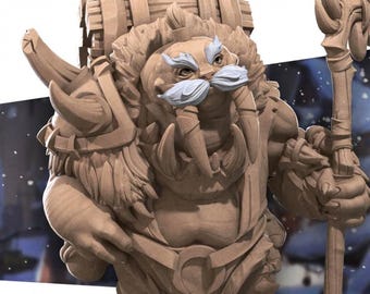 Walrus Mead Vendor Miniature | Tuskarr Merchant Traveler NPC for D&D, Daggerheart or Pathfinder | 3D Printed Resin RPG Fantasy Mini Figure
