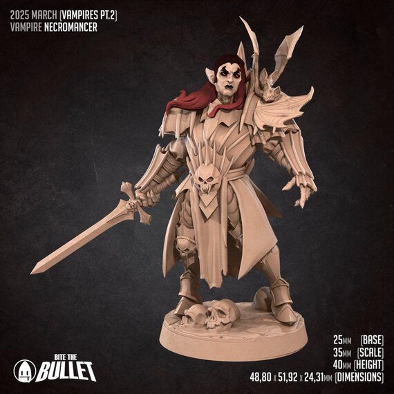 Vampire Necromancer Miniature | Curse of Strahd Boss for D&D